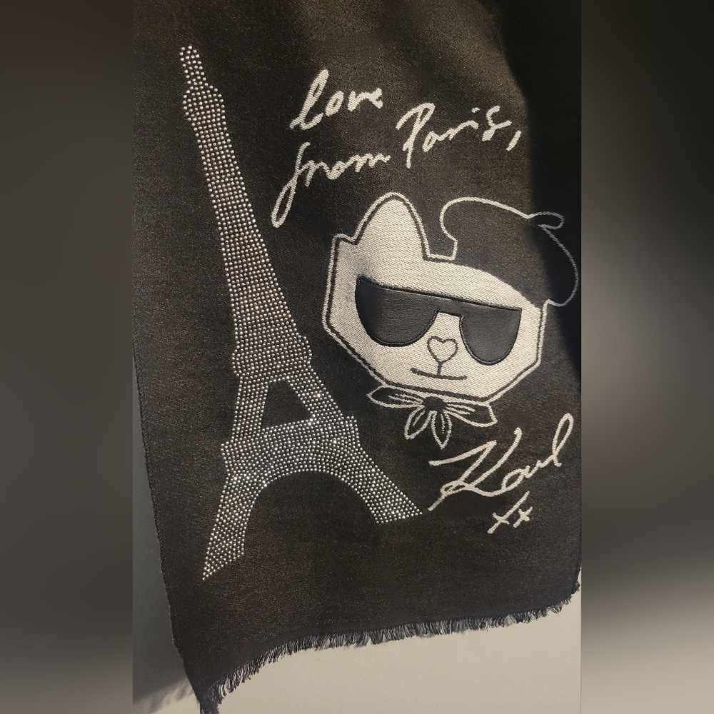 Karl Lagerfeld Paris • Choupette Logo Embellished Scarf • NWT